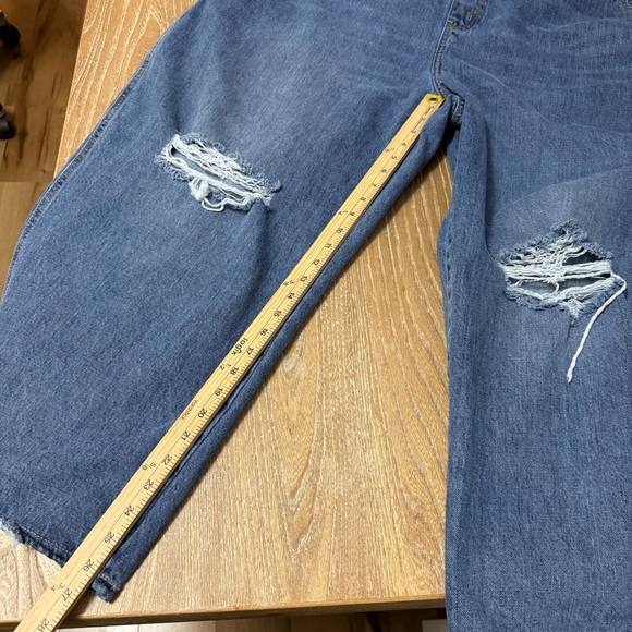 Old Navy Baggy Wide Leg Distressed Denim Bib Overalls Women’s Plus Size 24 Blue - Picture 5 of 9